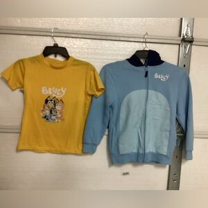 Bluey T-shirts and zip up hoodie size 10/12